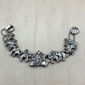 Vintage 90's BG Slide Bracelet Christmas Nativity  Slider Charm